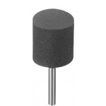 Meule en caoutchouc aggloméré avec poudre de carbure de silicium, rouge, dure, Ø 14 mm, épaisseur 12 mm sur tige Ø 2.35 mm