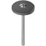 Meule en caoutchouc aggloméré avec poudre de carbure de silicium, grise, tendre, Ø 17 mm, épaisseur 2 mm sur tige Ø 2.35 mm