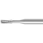 Fraise de forme à grosse denture, en acier outil, Ø tige 2.35 mm, longueur 44.5 mm, Ø 0.80 mm