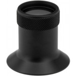 Loupe (micros) en aluminium éloxé noir, sans marquage, avec bague moletée et lentille bi-convexe, No 2.5, grossissement 4x