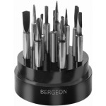 Assortiment de 12 forets langue d'aspic pour métaux tendres comme l'or ou l'argent, Ø tige 3 mm, sur socle en bakélite avec couvercle transparent