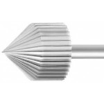 Fraise de forme à denture fine, en acier outil, Ø tige 2.35 mm, longueur 44.5 mm, Ø 1.10 mm