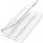 Boîte en plastique avec couvercle à charnière transparent, gris, 36 cases, 200 x 105 x 20 mm