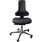 Chaise ergonomique Dauphin, rembourrage en similicuir, siège et dossier pivotant réglable, avec roulettes freinées pour sol dur