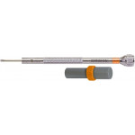 Tournevis d'horloger en laiton chromé, Ø 0.50 mm, avec 2 mèches de rechange en tube plastique