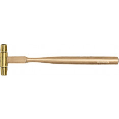 Marteau d'horloger, manche en bois, tête en laiton, 60 x 230 mm