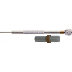Tournevis d'horloger en laiton chromé, Ø 3.00 mm, avec 2 mèches de rechange en tube plastique