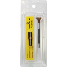 Tournevis d'horloger en aluminium, Ø 3.00 mm,  avec membrane en élastomère, tête ergonomique en matière synthétique POM autolubrifiant, avec 2 mèches de rechange en tube plastique