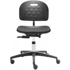 Chaise ergonomique Dauphin en polyamide noir, piètement à 5 branches avec roulettes freinées pour sol dur
