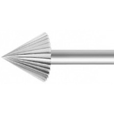 Fraise de forme à denture fine, en acier outil, Ø tige 2.35 mm, angle 60°, longueur 44.5 mm, Ø 8.00 mm