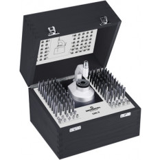 Potence à river en fonte injectée, avec 100 rivoirs Ø 4.7 mm et 20 tasseaux, avec socle et coffret bois