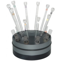 Socle tournant pour 10 tournevis, Ø 90 mm, avec réservoir pour mèches de rechange