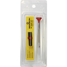 Tournevis d'horloger en acier inox, Ø 1.20 mm, tête ergonomique en matière synthétique POM autolubrifiant, avec 2 mèches de rechange en tube plastique