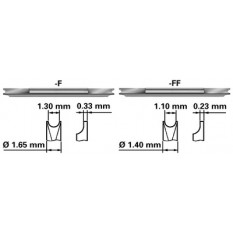 Fourchette de rechange réversible standard, Ø 1.65 / 1.30 mm, épaisseur 0.33 mm