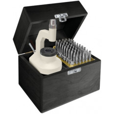 Potence à river en fonte injectée, avec 50 rivoirs Ø 4.7 mm et 20 tasseaux, sans socle, avec coffret bois