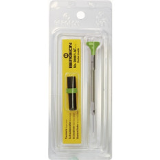 Tournevis d'horloger en acier inox, Ø 0.90 mm, tête ergonomique en matière synthétique POM autolubrifiant, avec 2 mèches de rechange en tube plastique
