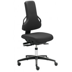 Chaise ergonomique Dauphin, rembourrage en similicuir, siège et dossier pivotant réglable, avec roulettes freinées pour sol dur