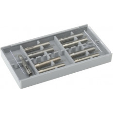Assortiment de 9 pinces, Ø 0.55, 0.80, 1.05, 1.55, 2.05, 2.40, 2.55, 3.10 et 3.20 mm