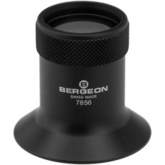 Loupe (micros) "Bergeon" en aluminium anodisé noir, avec bague moletée et lentille bi-convexe, No 2.5, grossissement 4x