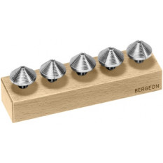 Assortiment de 5 pinces à échelle, en cône, corps Ø 8 mm, sur socle bois