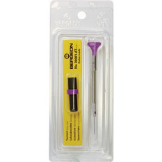 Tournevis d'horloger en acier inox, Ø 1.60 mm, tête ergonomique en matière synthétique POM autolubrifiant, avec 2 mèches de rechange en tube plastique