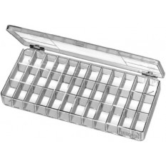 Boîte en plastique avec couvercle à charnière, 36 cases, 200 x 98 x 21 mm
