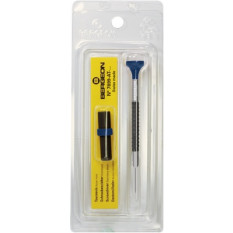 Tournevis d'horloger en aluminium, Ø 2.50 mm,  avec membrane en élastomère, tête ergonomique en matière synthétique POM autolubrifiant, avec 2 mèches de rechange en tube plastique