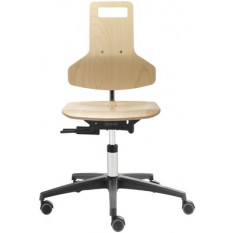 Chaise ergonomique Dauphin en bois, avec siège et dossier réglable, piètement à 5 branches avec roulettes freinées pour sol dur