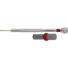 Tournevis d'horloger en laiton chromé, Ø 1.20 mm, avec 2 mèches de rechange en tube plastique