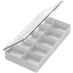 Boîte en plastique avec couvercle à charnières, 10 cases, 300 x 135 x 30 mm