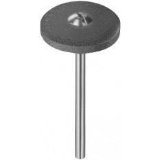 Meule en caoutchouc aggloméré avec poudre de carbure de silicium, grise, tendre, Ø 17 mm, épaisseur 2 mm sur tige Ø 2.35 mm