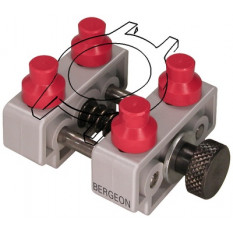 Etau petit modèle, fixation sur l'étau monture en polyamide, chien en PVC rouge, capacité max Ø 35 mm