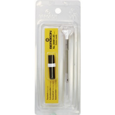 Tournevis d'horloger en acier inox, Ø 0.60 mm, tête ergonomique en matière synthétique POM autolubrifiant, avec 2 mèches de rechange en tube plastique