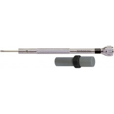 Tournevis d'horloger en laiton chromé, Ø 1.00 mm, avec 2 mèches de rechange en tube plastique