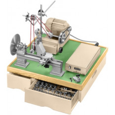 Tour BERGEON 50 avec appareils à fraiser et à meuler, sur socle bois, 100/4000 rpm, 220 V
