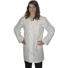 Blouse d'horloger antistatique, 3 poches, double col, fermeture à boutons pression, poignets réglables, blanche quadrillée, taille L