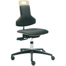 Chaise ergonomique Dauphin en bois, avec siège et dossier réglable en tissus, piètement à 5 branches avec roulettes freinées pour sol dur
