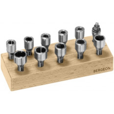 Assortiment de 10 pinces avec creusure sur socle bois