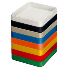 Godet à fournitures carré en plastique blanc, 30 x 30 x 9 mm