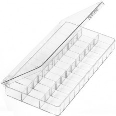 Boîte en plastique avec couvercle à charnière transparent, gris, 36 cases, 200 x 105 x 20 mm