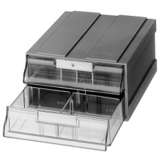 Boîte à tiroirs en plastique gris, 155 x 120 x (2 x 27) mm