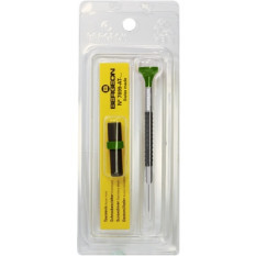 Tournevis d'horloger en aluminium, Ø 2.00 mm,  avec membrane en élastomère, tête ergonomique en matière synthétique POM autolubrifiant, avec 2 mèches de rechange en tube plastique