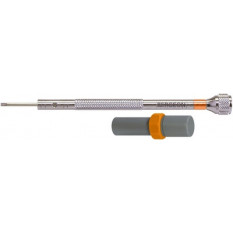 Tournevis d'horloger en laiton chromé, Ø 0.50 mm, avec 2 mèches de rechange en tube plastique
